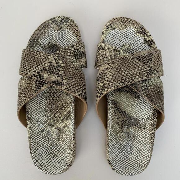 SEYCHELLES LIGHTHEARTED Slide Sandals Flats Shoes Snake Print Sz 7.5 - Picture 1 of 7